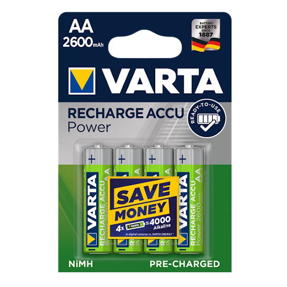 osciloscoape digitale Varta - set acumulatori AA Recharge Accu 2600 mAh - 4buc
