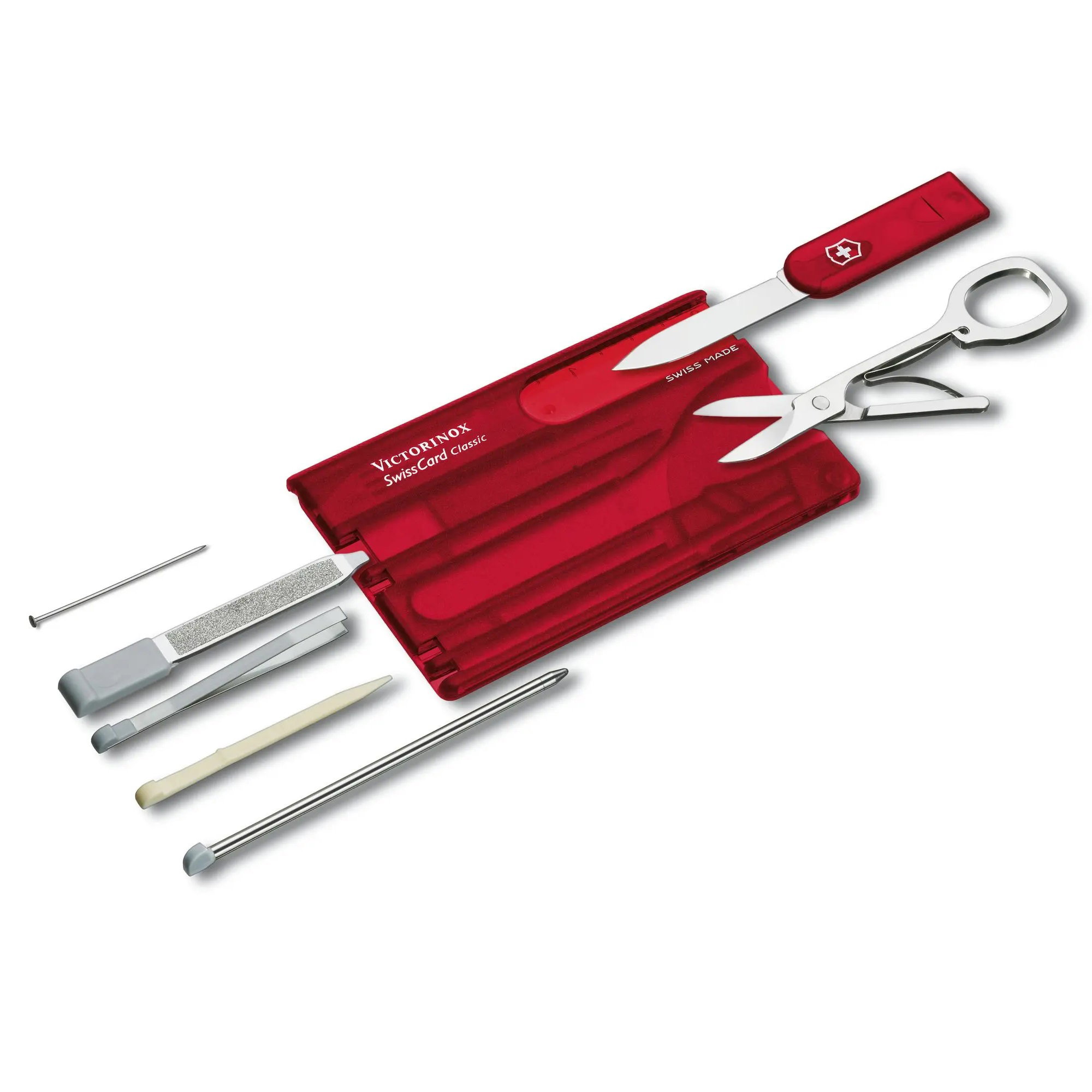 Victorinox - set accesorii swiss card Classic, 10 functii - rosu