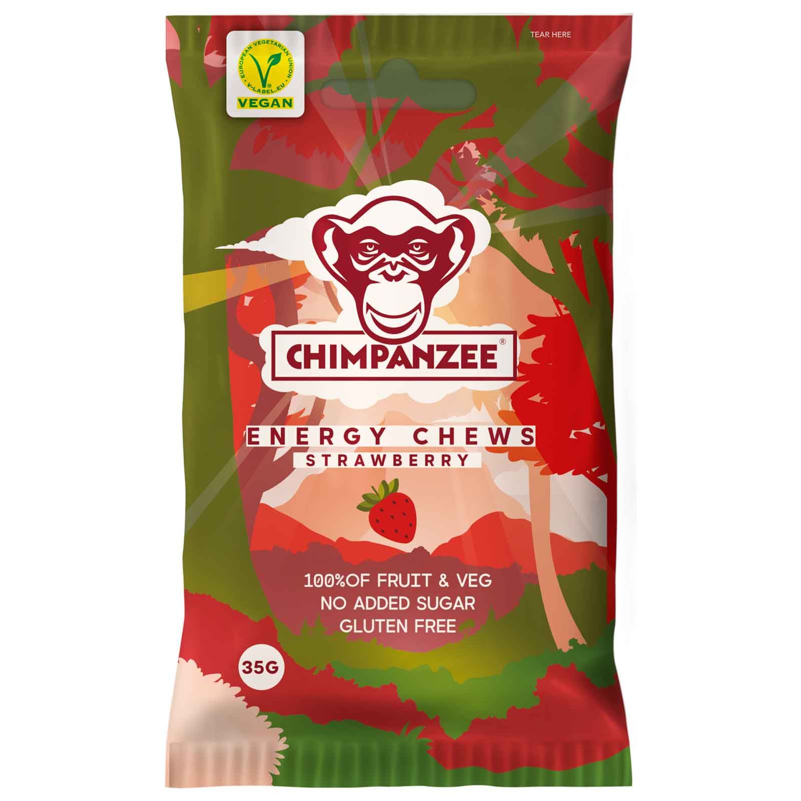 Chimpanzee Chimpanzee - jeleuri gumate Energy Chews - capsuni - plic 35g