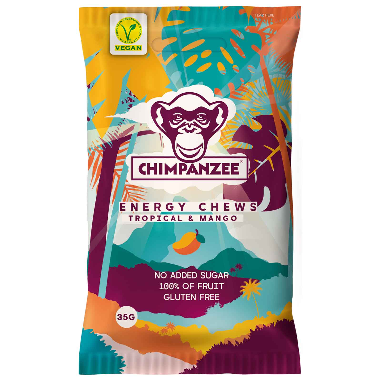 Chimpanzee Chimpanzee - jeleuri gumate Energy Chews - mango fructe tropicale - plic 35g