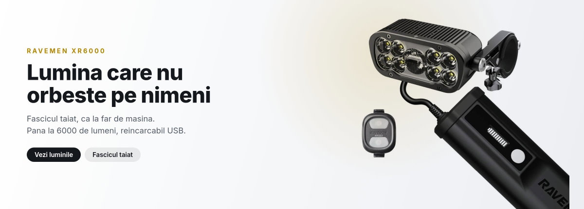 Far de bicicleta Ravemen XR6000 cu fascicul taiat, 6000 de lumeni