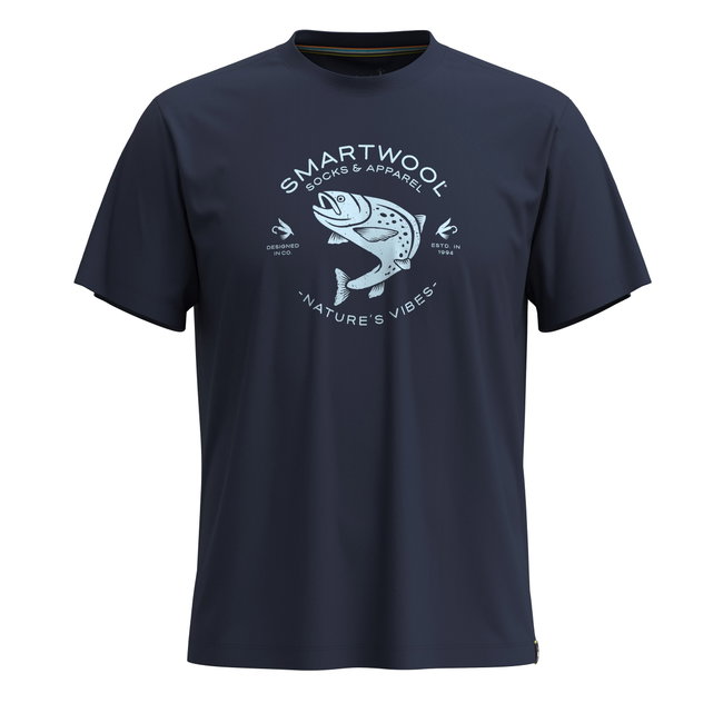 Smartwool - tricou merino - Trout Fishing Short Sleeve Graphic Tee - Albastru