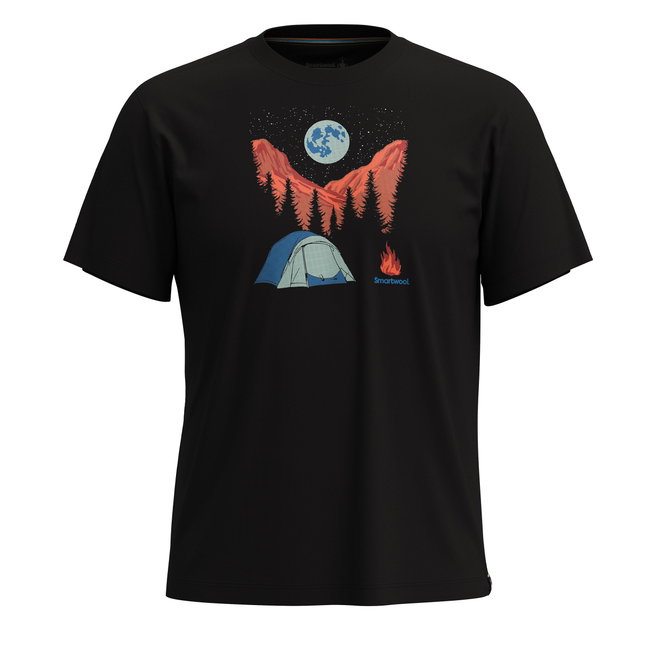 Smartwool - tricou merino - Night Camp Short Sleeve Graphic Tee - Negru