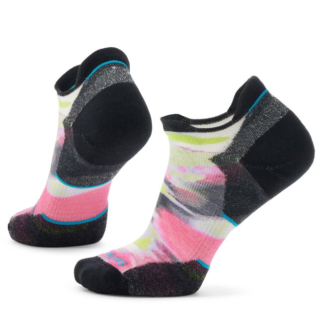 Șosete Merino alergare Smartwool Run Brushed Print - femei | Low Ankle | Targeted Cushion - Power Pink