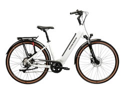 Bicicleta Electrica Trekking Kross Trans Hybrid 1.0 28 inch perla Shimano Acera