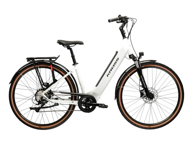 Bicicleta Electrica Trekking Kross Trans Hybrid 1.0 28 inch perla Shimano Acera