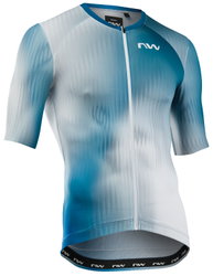 Tricou cilism Northwave Blade scurt L alb/albastru