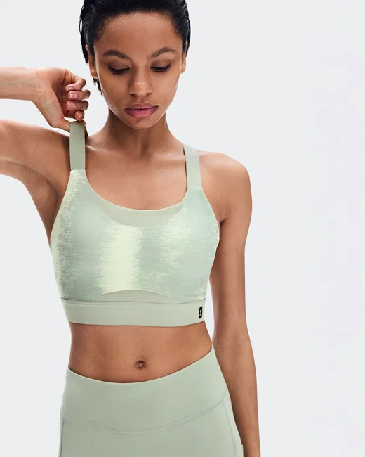 Bustieră alergare On Performance Bra Terra W - verde Seedling | Tin | suport mediu