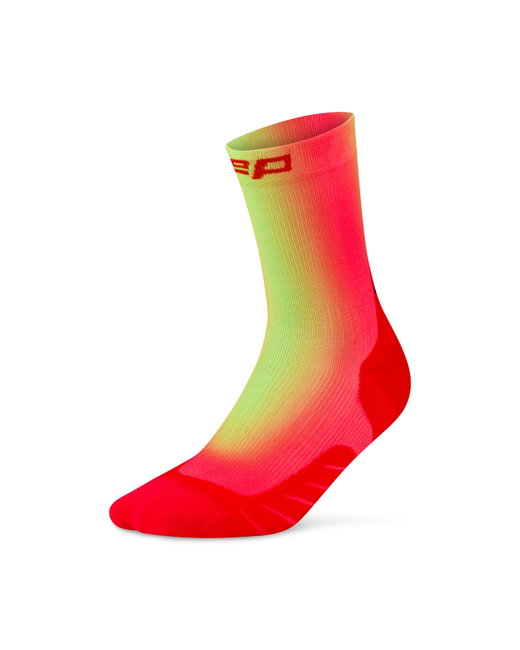 Șosete compresie CEP Run Edition Gradient 5.0 Mid Cut W - roșu/verde lime