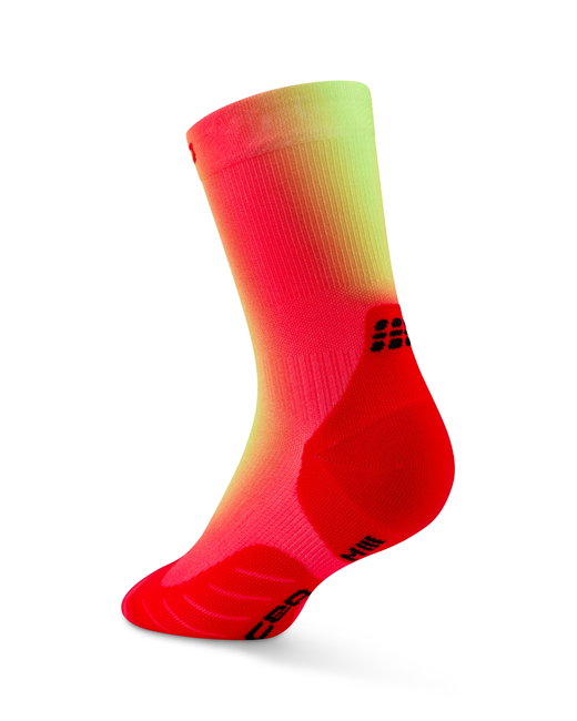 Șosete compresie CEP Run Edition Gradient 5.0 Mid Cut W - roșu/verde lime