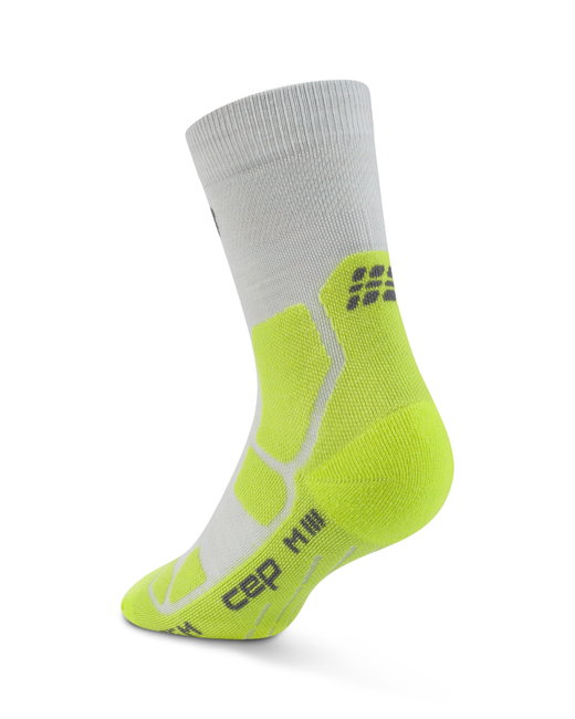 Șosete compresie CEP Hiking Mid Cushion - gri/verde acid | drumeții