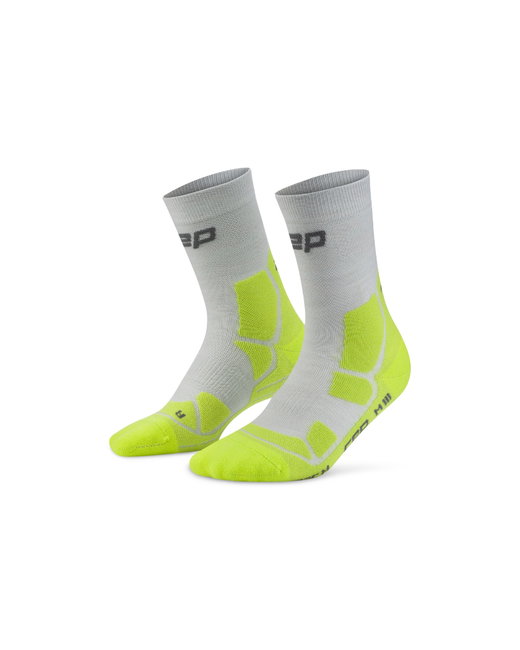 Șosete compresie CEP Hiking Mid Cushion - gri/verde acid | drumeții