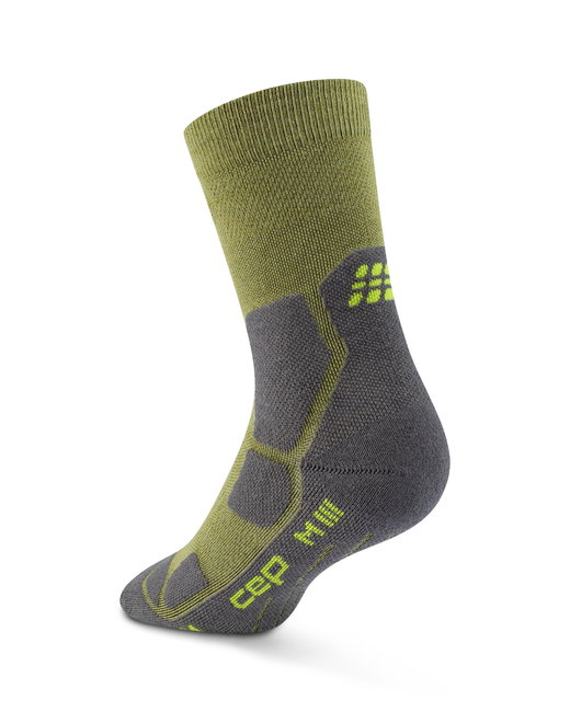 Șosete compresie CEP Hiking Mid Cushion - olive/gri | drumeții