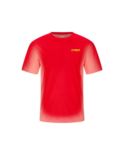 Tricou alergare CEP Core Run Short Sleeve - coral neon fade | respirabil