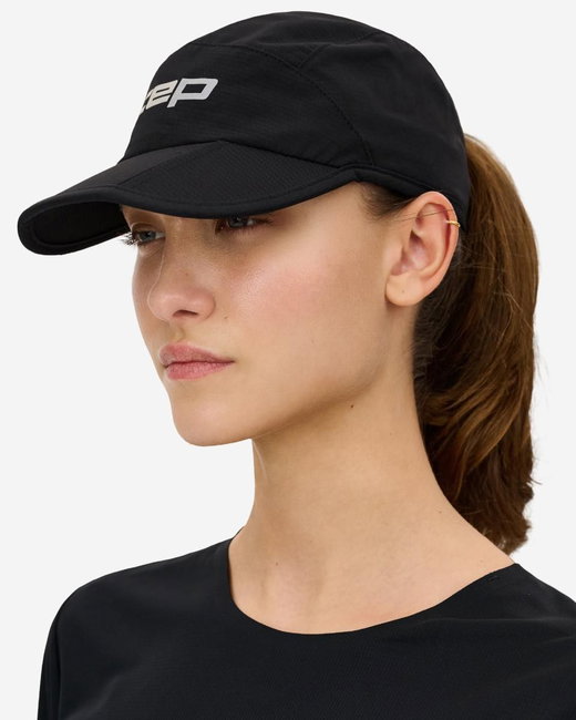 Șapcă pliabilă alergare CEP Run - negru | protecție UV și ventilație