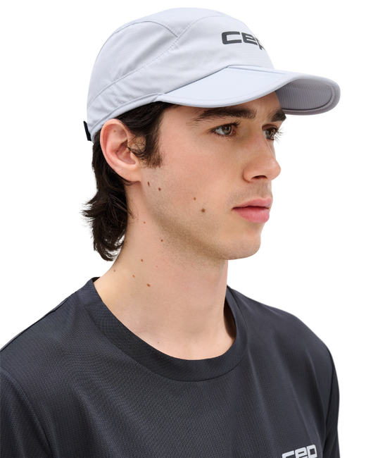 Șapcă pliabilă alergare CEP Run | protecție UV și ventilație - light grey