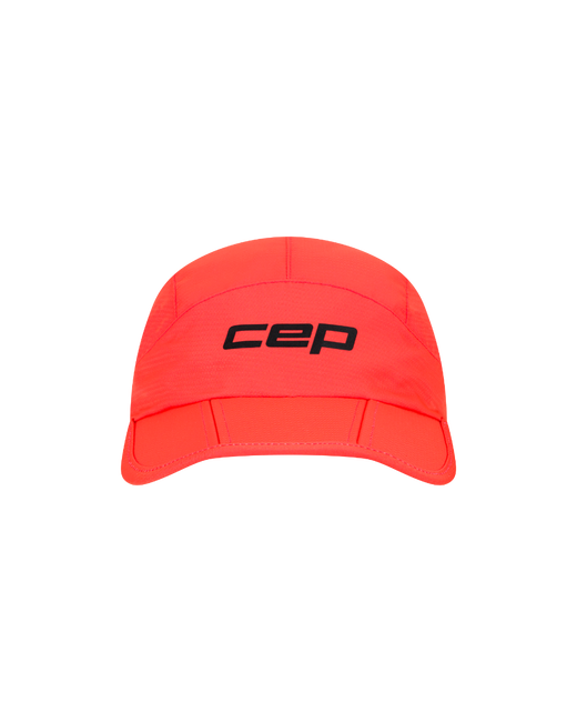 Șapcă pliabilă alergare CEP Run | protecție UV și ventilație - neon coral