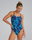 Costum înot întreg femei TYR Waveform Cutoutfit - albastru/verde | rezistent clor