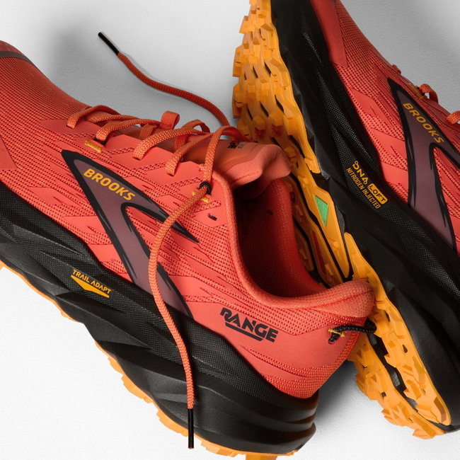 Pantofi alergare trail Brooks Range bărbați - roșu-portocaliu cu negru