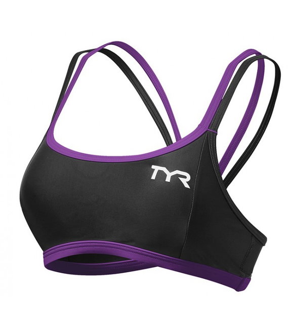 Bustieră triatlon TYR Competitor Thin Strap damă - negru cu mov