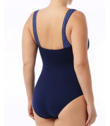 Costum de baie întreg TYR Mantra Square Neck damă - albastru