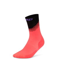 Șosete compresie CEP Run Edition Split Mid Cut W - coral neon/negru | alergare