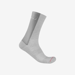 Șosete ciclism merinos Castelli Logo 18 - gri argintiu/gri inchis | lână merinos
