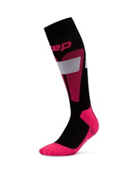 Șosete compresie schi femei CEP Ski Merino 3.0 - negru/roz | compresie schi