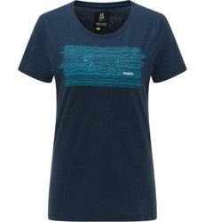 Haglöfs Träd Tee Print W – Tricou din bumbac organic cu imprimeu - Albastru Tarn Blue