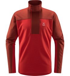 Haglöfs ROC Flash Mid Halfzip – Bluză tehnică de cățărare cu fermoar scurt - Roșu Corrosion/Zenith Red