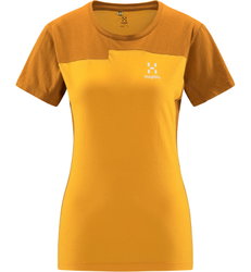 Haglöfs ROC Grip Tee W – Tricou din bumbac organic și cânepă cu imprimeu - Galben Sunny Yellow/Golden Brown