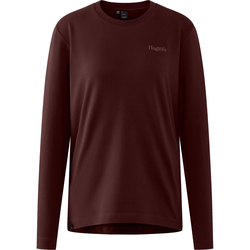 Haglöfs LS Tee W – Bluză din bumbac organic - Maro Maroon Trail