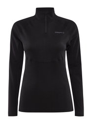 Craft ADV Wool Merino HZ W – Bluză strat de bază cu merinos și fermoar scurt - Negru