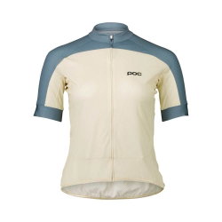 Tricou ciclism șosea POC Essential Road Logo Jersey W - Okenite Off-White/Calcite Blue