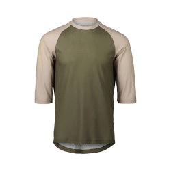 Tricou ciclism MTB POC MTB Pure 3/4 Jersey - Epidote Green/Light Sandstone Beige