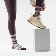Smartwool - sosete sport femei Hike Margarita Light Cushion Crew - maro deschis mov negru eclipsa