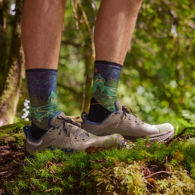 Smartwool - sosete merino - Trail Run Targeted Cushion Neature Print Crew Socks - Albastru/Verde