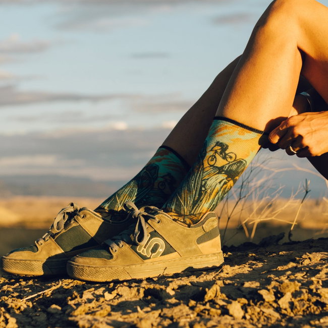 Șosete Merino ciclism Smartwool Bike Rugged Ride Print - albastru Capri | Crew | Zero Cushion