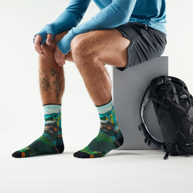 Șosete Merino hiking Smartwool Hike Trail Trekker Print - verde Winter Moss | Crew | Targeted Cushion