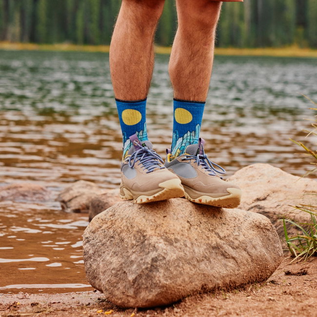 Șosete Merino hiking Smartwool Hike Mountain Myth Print - bleumarin Deep Navy | Crew | Targeted Cushion