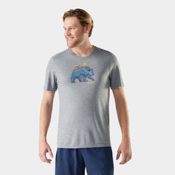 Tricou Merino sport Smartwool Bear Strata Active - gri deschis Light Gray Heather | grafic urs