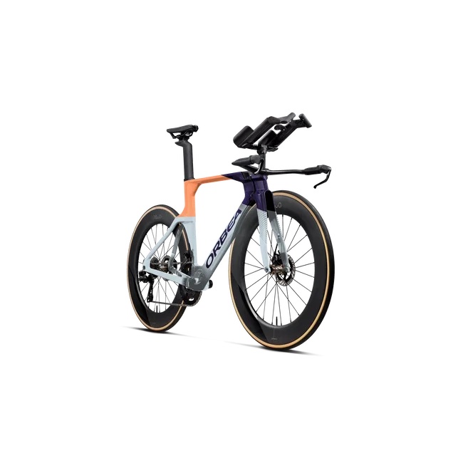 Orbea ORDU M20I LTD (2027) - bicicletă șosea triatlon - Halo Silver - Tanzanite C. View - Orange Cloud (Gloss)