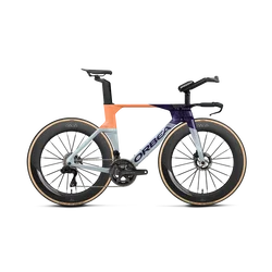 Orbea ORDU M10I LTD PWR UCI (2027) - bicicletă șosea triatlon - Halo Silver - Tanzanite C. View - Orange Cloud (Gloss)