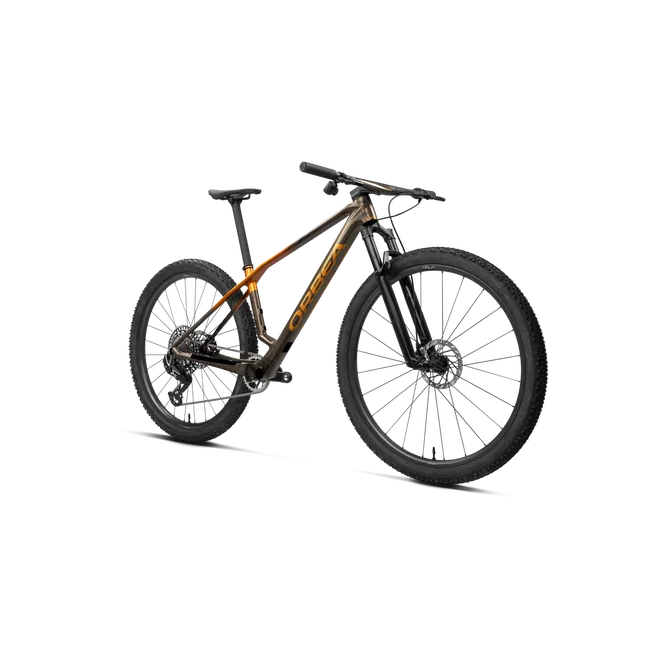 Orbea ALMA M-PRO (2027) - bicicletă MTB XC hardtail - Caramel Carbon View - Leo Orange (Gloss)