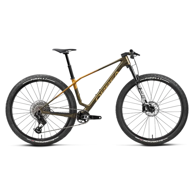 Orbea ALMA M-TEAM AXS (2027) - bicicletă MTB XC hardtail - Caramel Carbon View - Leo Orange (Gloss)