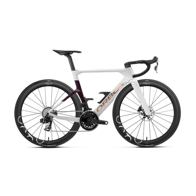 Orbea ORCA AERO M21e LTD (2027) - bicicletă șosea race aero - Golden Off White - Sunset (Gloss)