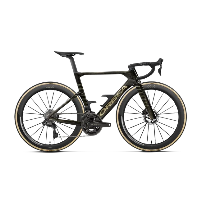 Orbea ORCA AERO M10i LTD PWR (2027) - bicicletă șosea race aero - Magic Gold C. View - Titanium (Gloss)