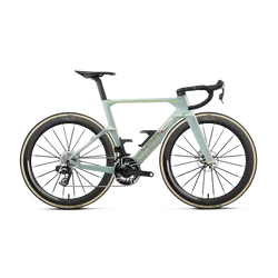 Orbea ORCA AERO M11e LTD PWR (2027) - bicicletă șosea race aero - Frozen Concrete - Aurora Blaze (Matt)