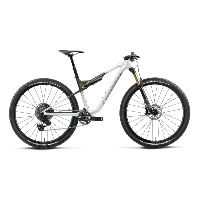 Orbea OIZ M-TEAM AXS (2027) - bicicletă MTB XC full suspension - Iris White - Seaweed Carbon View (Gloss)
