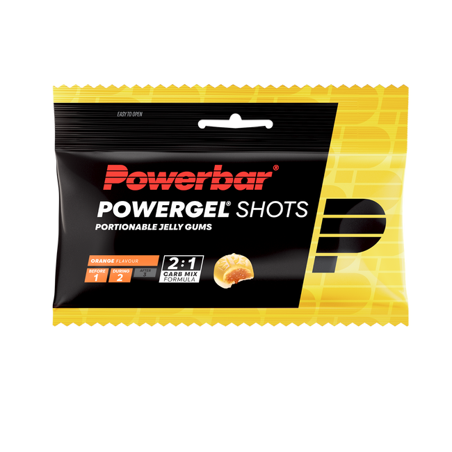 Jeleuri energizante PowerBar PowerGel Shots 60g - portocale